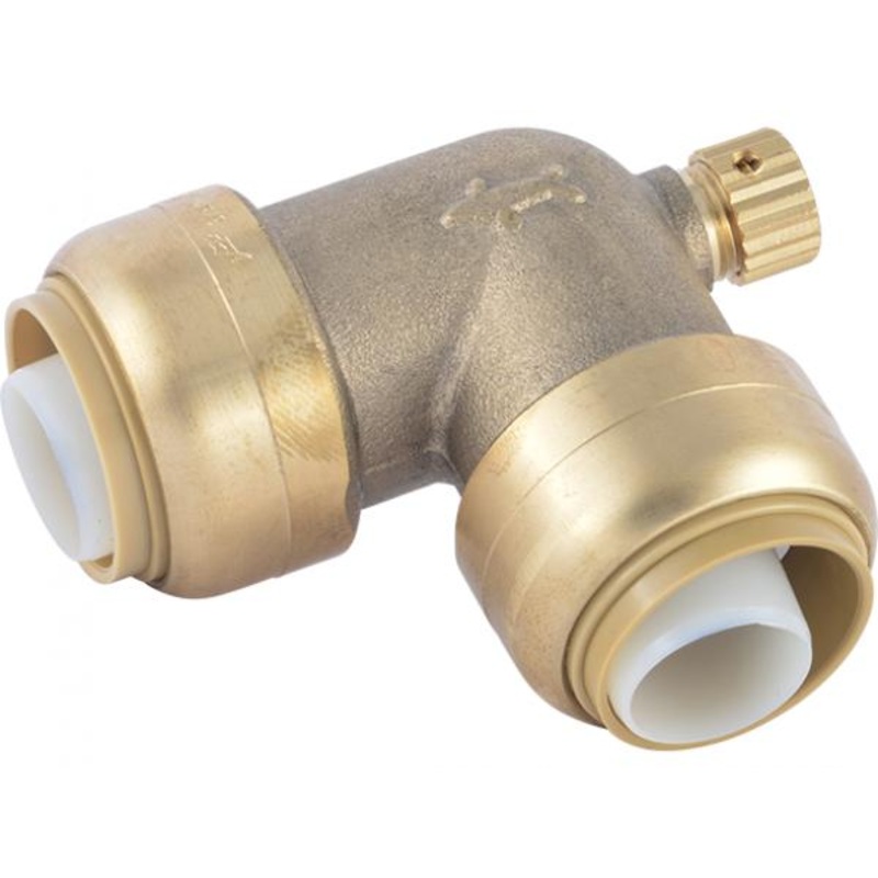 Sharkbite Brass Push 90 Elbow with Drain / Vent 3/4 in. x 3/4 in. x 1/8 in. NPSM