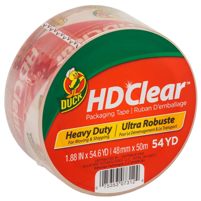 Duck Brand HD Clear Heavy Duty Packing Tape – Clear, 12 pk, 1.88 in. x 54.6 yd. (1.88 x 54.6 yard, Clear)
