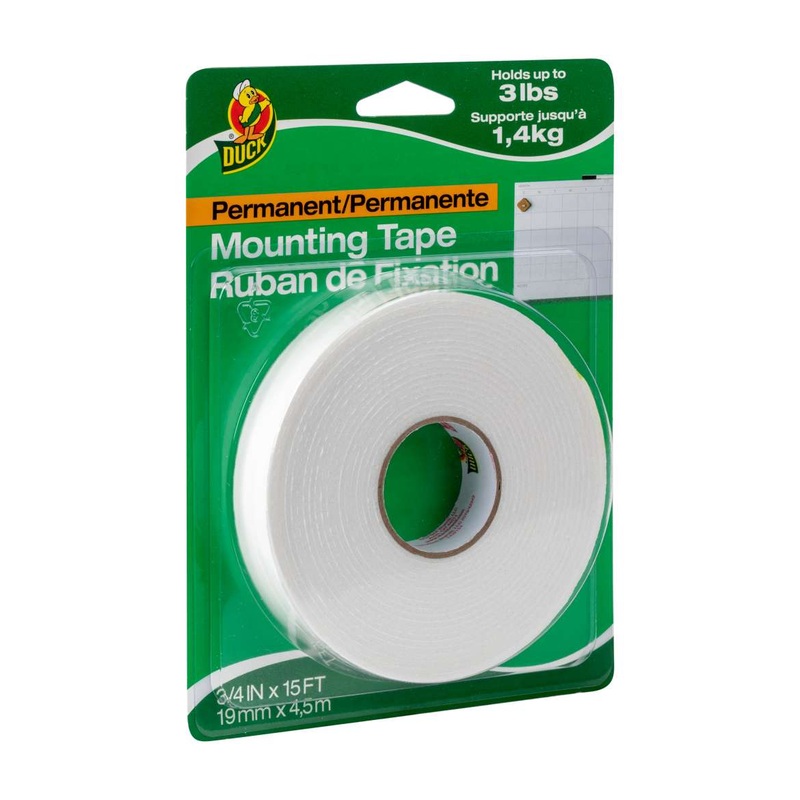Duck Brand Permanent Mounting Tape – White, .75 in. x 15 ft. (.75 x 15′, White)