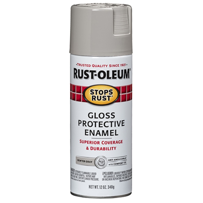 Rust-Oleum Protective Enamel Spray Paint Gloss Pewter Gray
