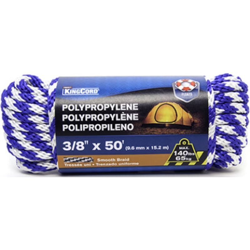 SMOOTH BRAID POLYP 3/8 X 50 FT BL/WT