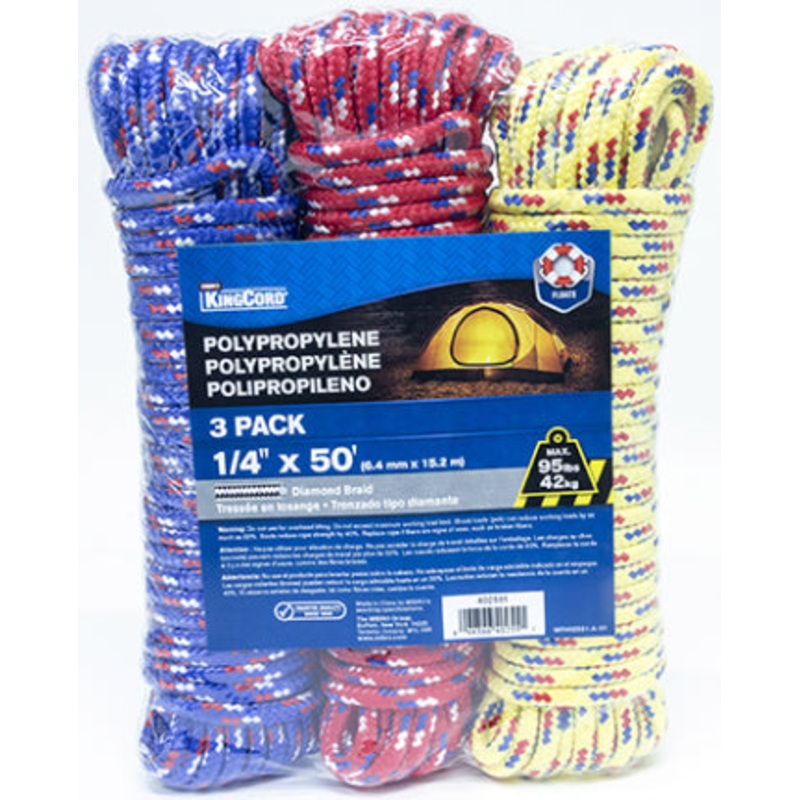 POLYPRO DIAMOND BRAID 3 PK 1/4IN X 50 FT