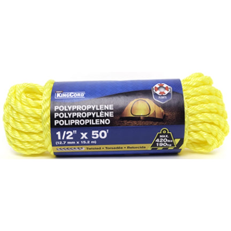 POLYPROPYLENE TWISTED YL 1/2 X 50 FT