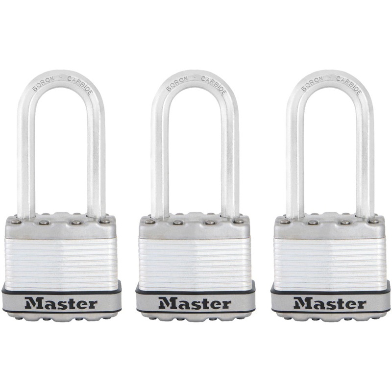Master Lock Laminated Padlock 1-3/4in (44mm) Wide Magnum Laminated Steel Padlock with 2in (51mm) Shackle; 3-Pack