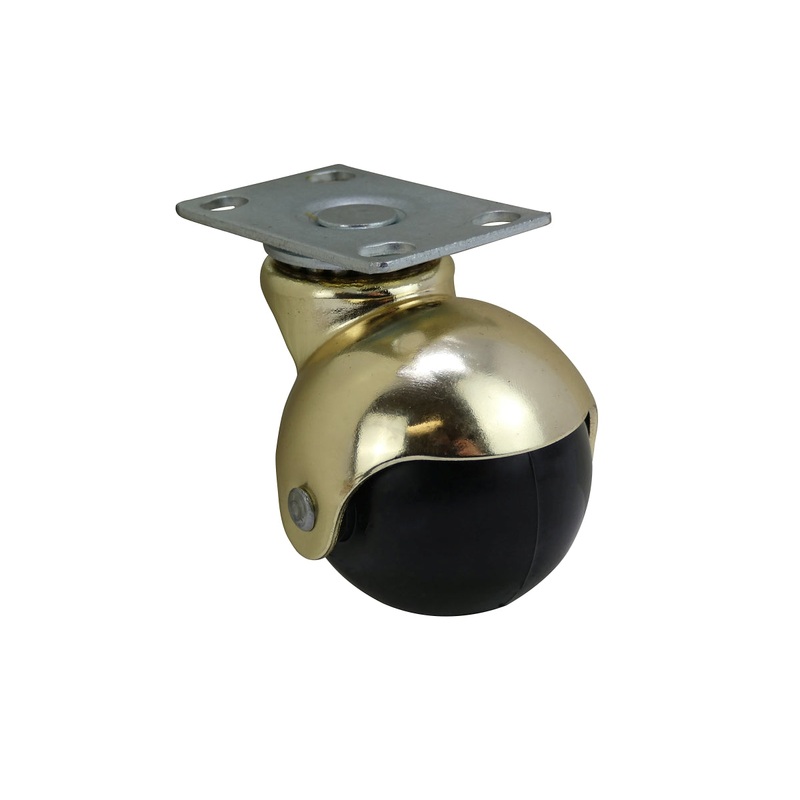 Shepherd Hardware 2-Inch Office Chair Plate Caster, Bright Brass, Hooded Ball, 2-Pack