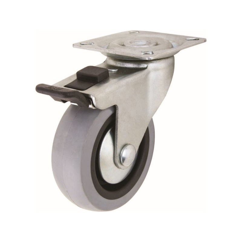 Shepherd Hardware 3-Inch Medium Duty Plate Caster with Brake, 121-lb Load Capacity