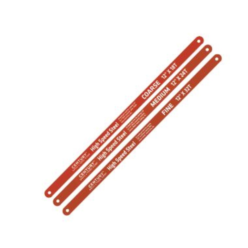 Century Drill And Tool 3 Piece High Speed Steel Hacksaw Blade Set