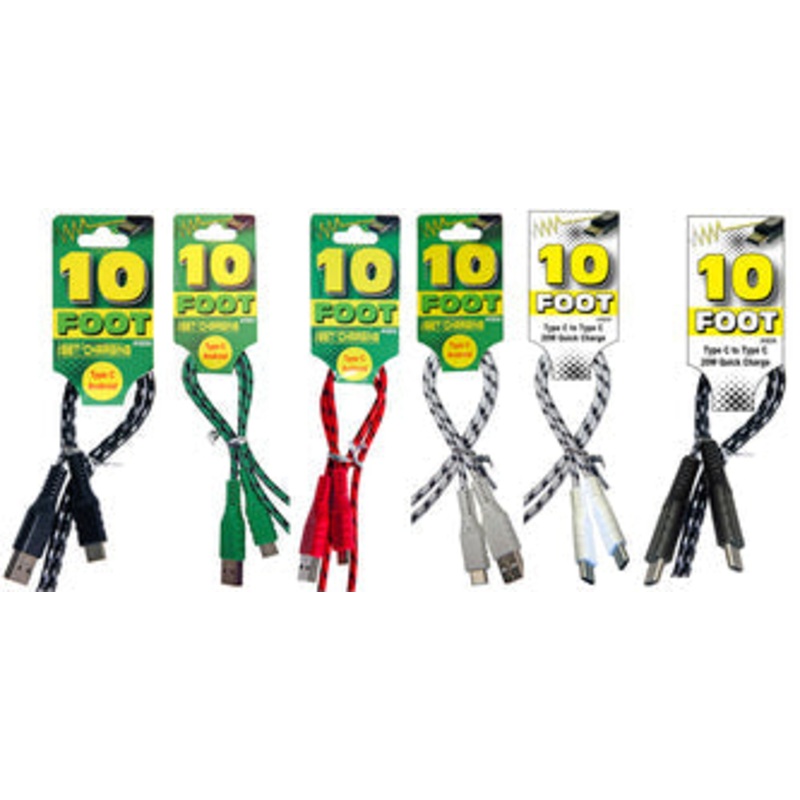 Service Tool Type C/USB 10′ Charger Cord – Black