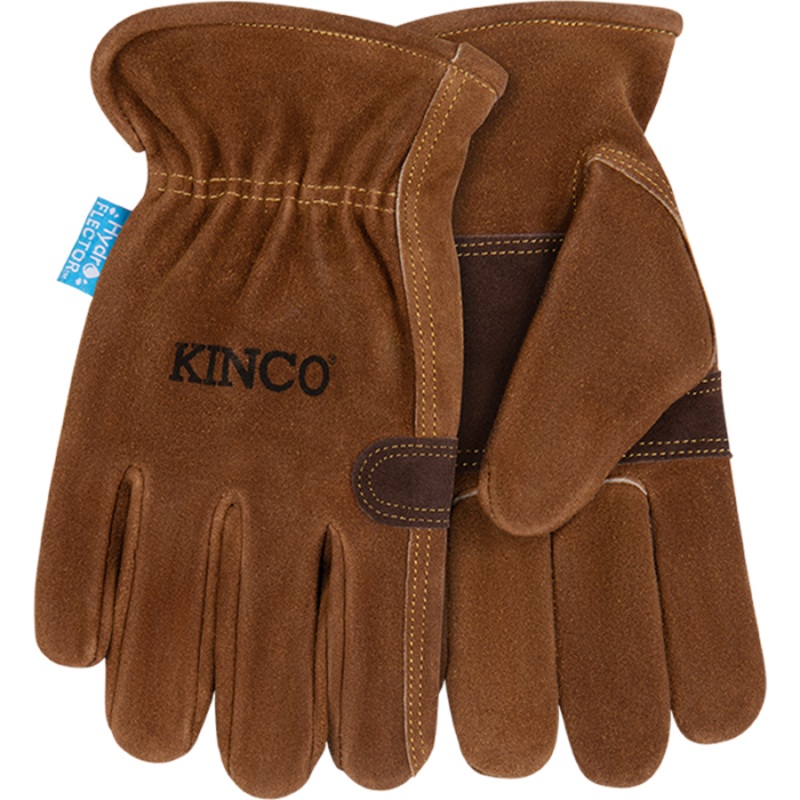 Kinco Hydroflector Water-Resistant Premium Suede Cowhide Driver With Double-Palm Extra Large Brown
