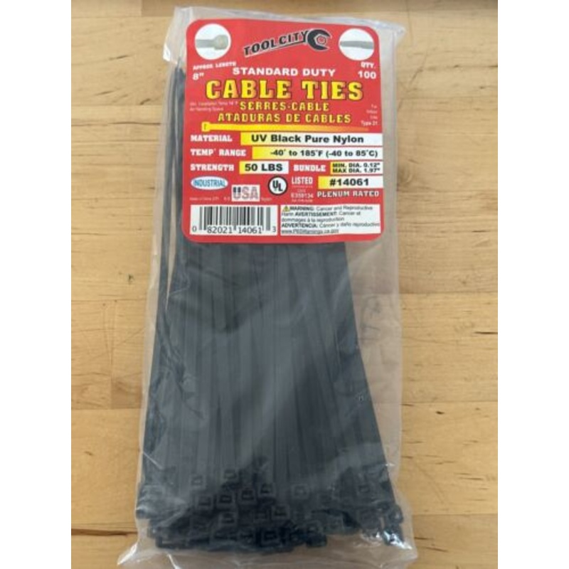 Tool City 8 in. L Black Cable Tie