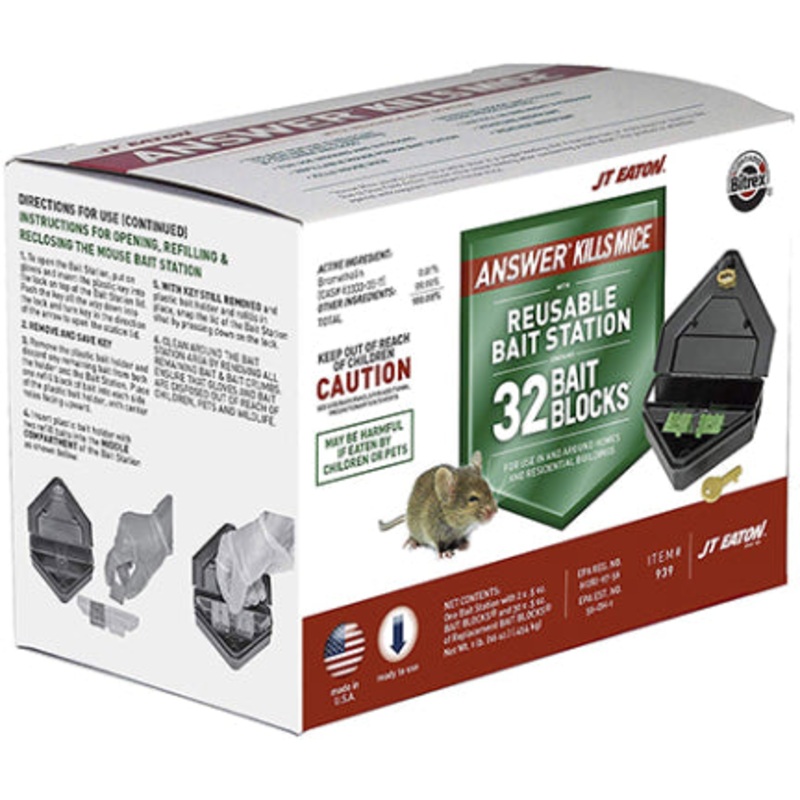 REFILLABLE MOUSE BAIT STATION W/ 32 BAIT