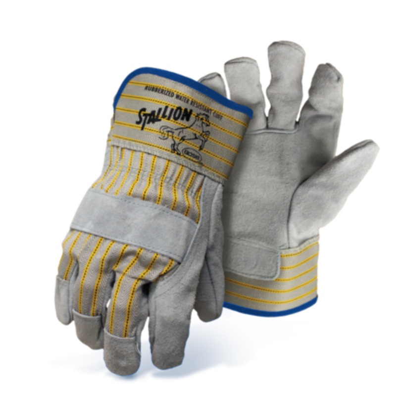 BOSS STALLION Side Split Leather Palm, Safety Cuff