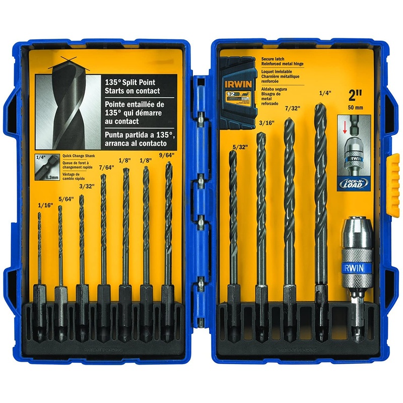 Irwin Industrial 12 Piece Black Oxide Hex Shank Drill Bit Set, 5/64-Inch