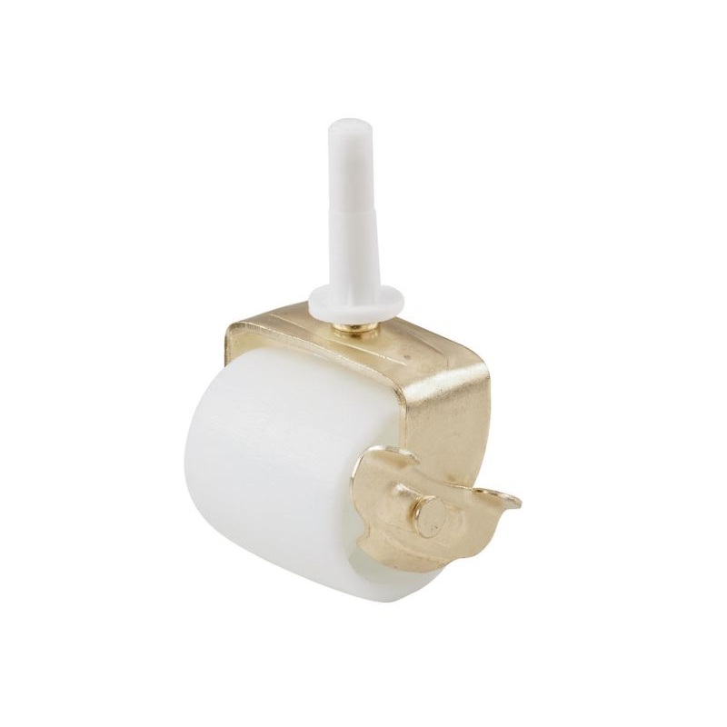 Shepherd Hardware 2-1/8-Inch White Bed Rollers with Side Brake, 2-Pack