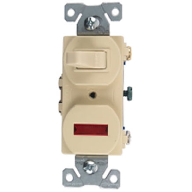 WHITE 15A COMBO SWITCH PILOT LIGHT