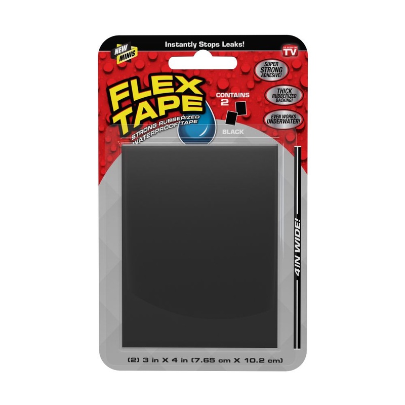 Flex Seal Flex Tape Mini|3 x 4-In. 2 Pack|3 in. W x 4 in. L|Black|Clear|White