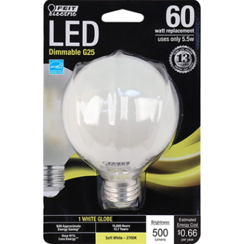 60W CL G25 LED MED BASE