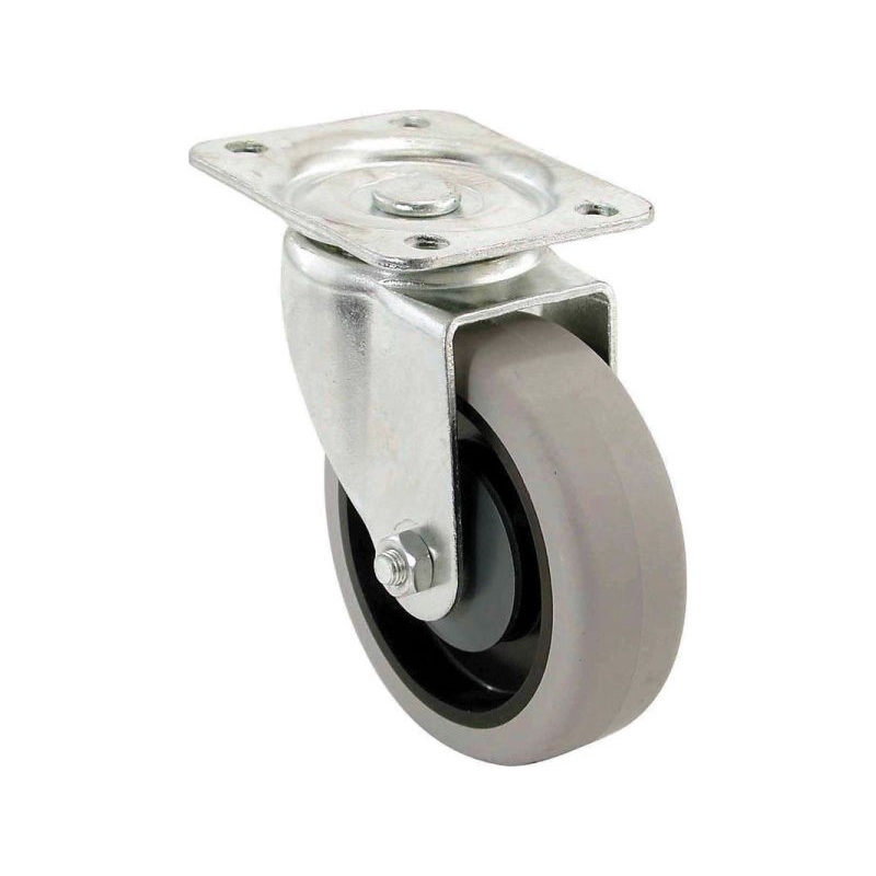 Shepherd Hardware 4-Inch Swivel Plate Caster, Rubber Wheel, 250-lb Load Capacity