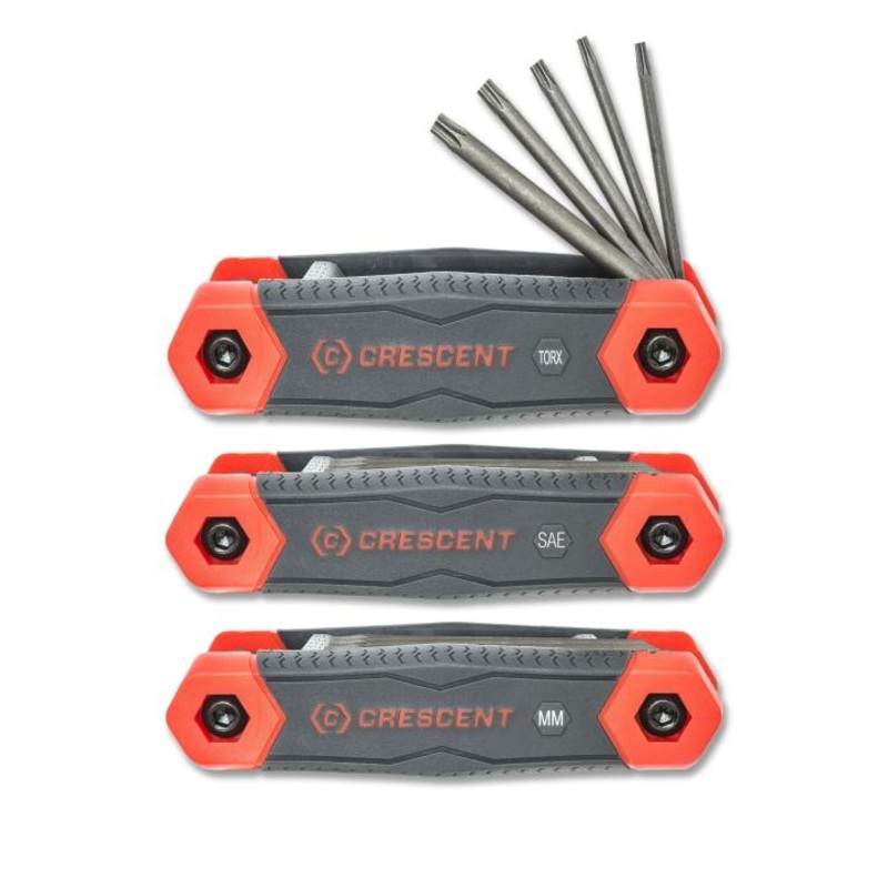 Crescent 3 Pc. Folding SAE/Metric/Torx Dual Material Key Set