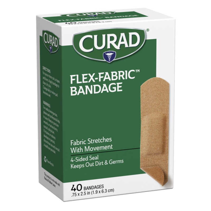Curad Flex-Fabric Strip Bandages, .75 x 2.5, 40 count