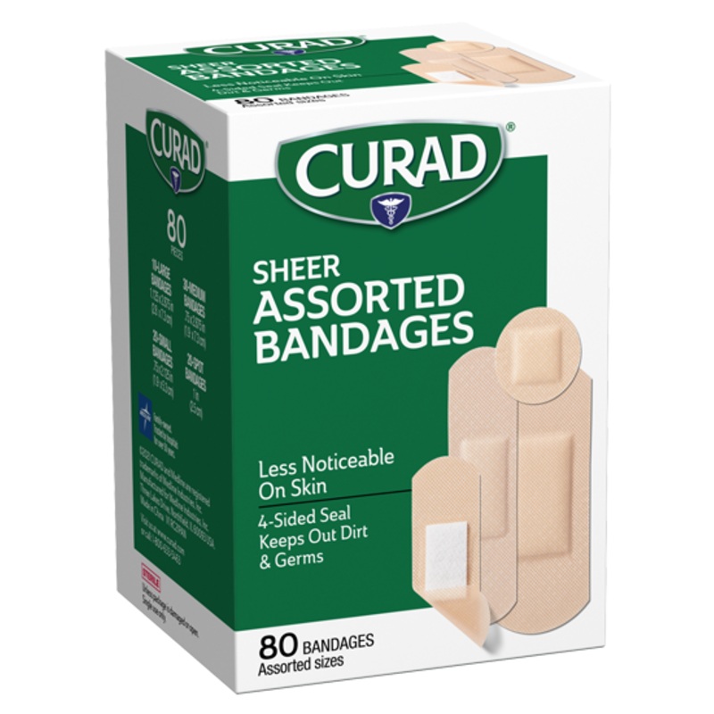 Curad Sheer Bandages, Assorted Sizes, 80 count