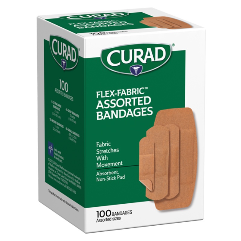 Medline Flex-Fabric Bandages, Assorted, 100 count