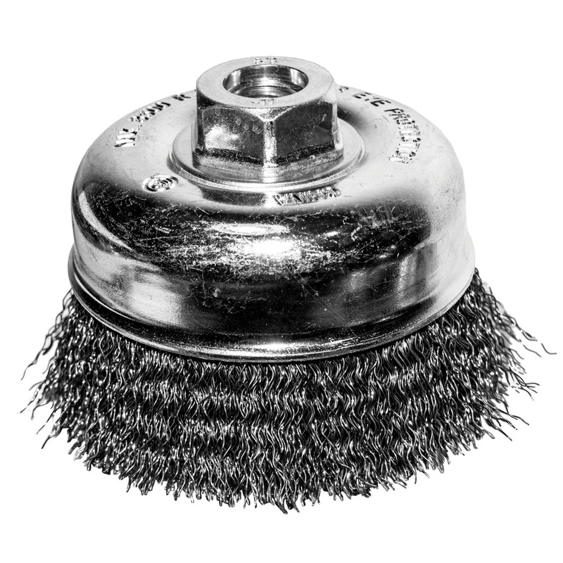 Century Drill And Tool Crimped Wire Angle Grinder Cup Brush, 3-inch, 5/8 x 11 in. Arbor