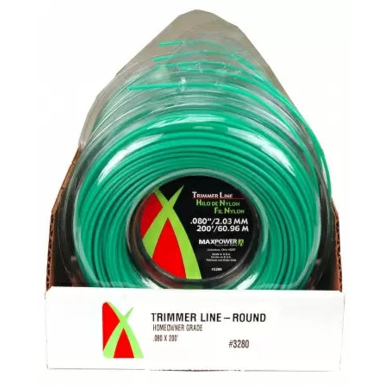 Maxpower Residential Grade Round Trimmer Line, Green .080 x 180′